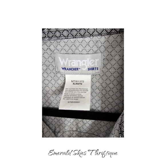 wrangler wrancher pearl snap button down - Picture 2 of 6